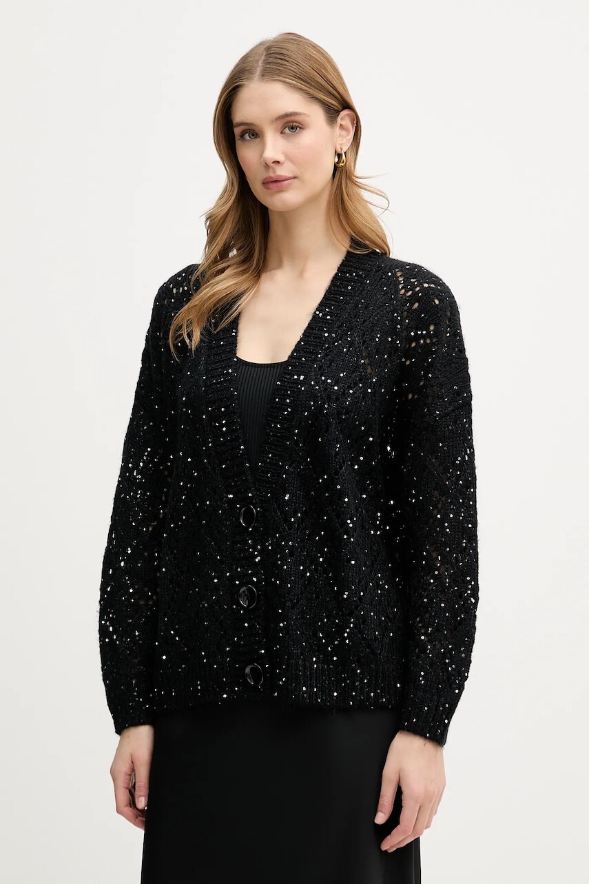 Kardigán United Colors of Benetton čierna farba, 1LPRD605A