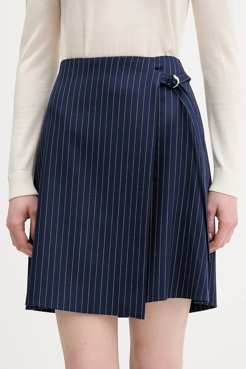 Sukňa HUGO Rabisu tmavomodrá farba, mini, rovný strih, 50554460