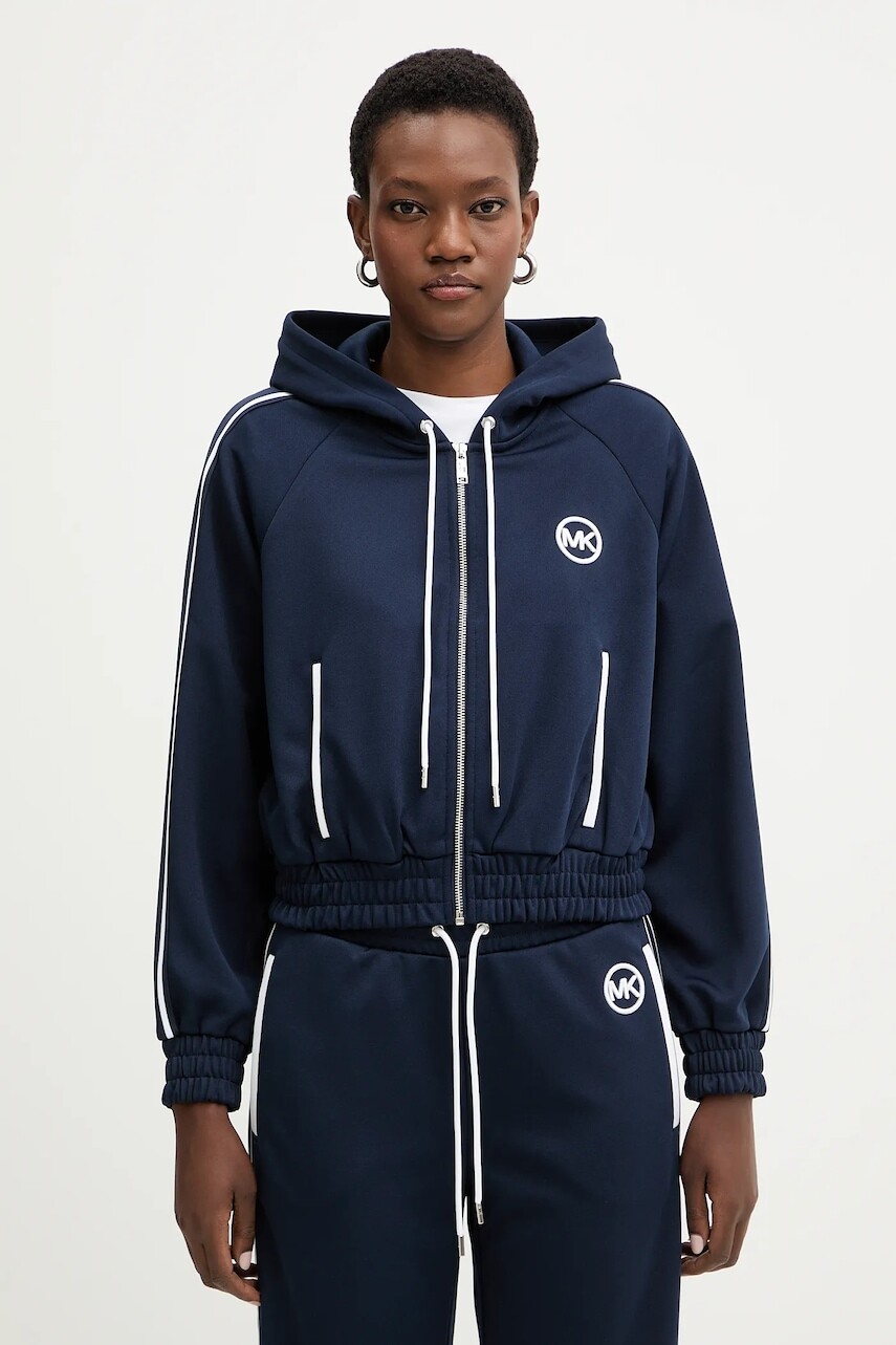Mikina MICHAEL Michael Kors tmavomodrá farba, s kapucňou, jednofarebná, MR651X2K8N