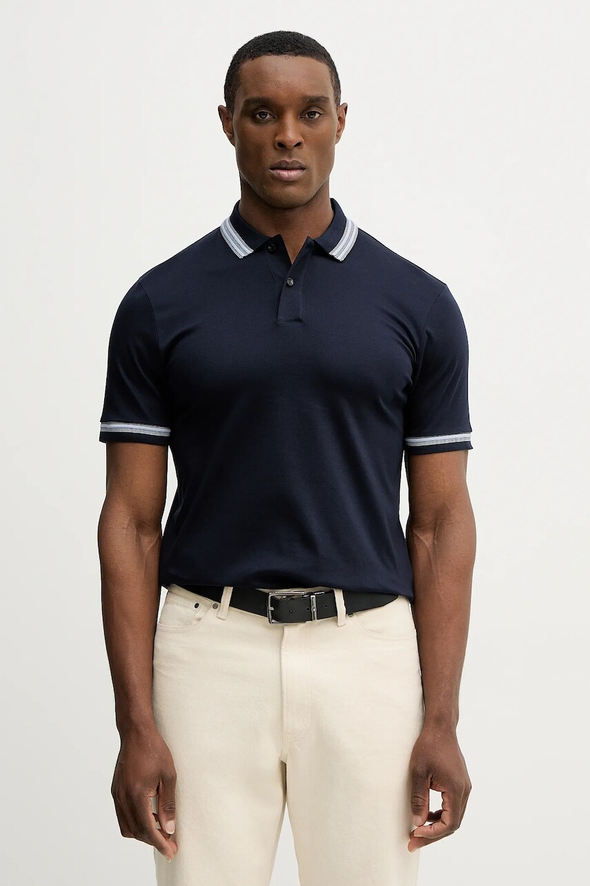 Bavlnené polo tričko BOSS H-Phillipson 202 tmavomodrá farba, jednofarebné, 50554529