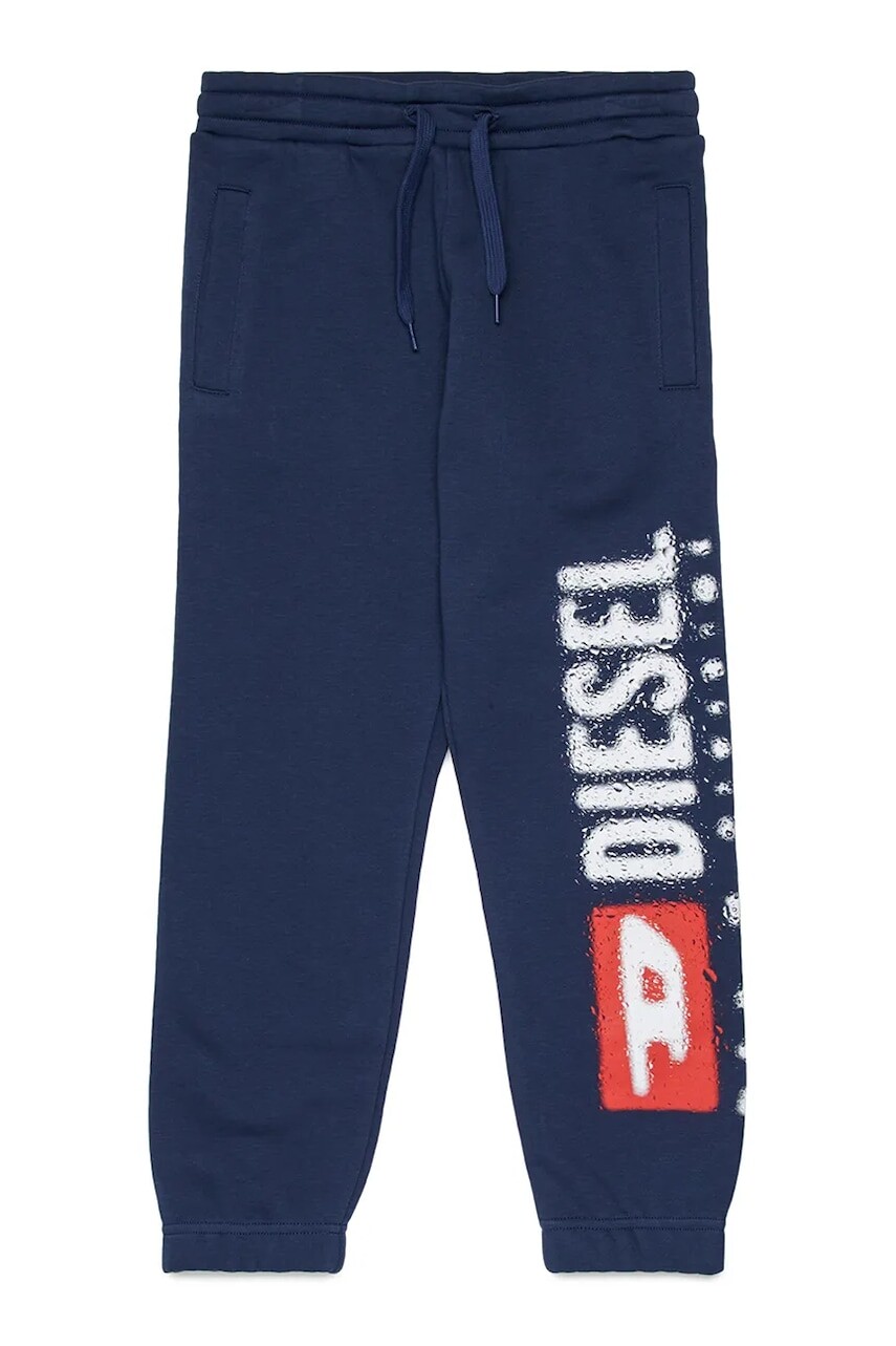 Detské bavlnené tepláky Diesel PANTLI TROUSERS tmavomodrá farba, s potlačou, J02445