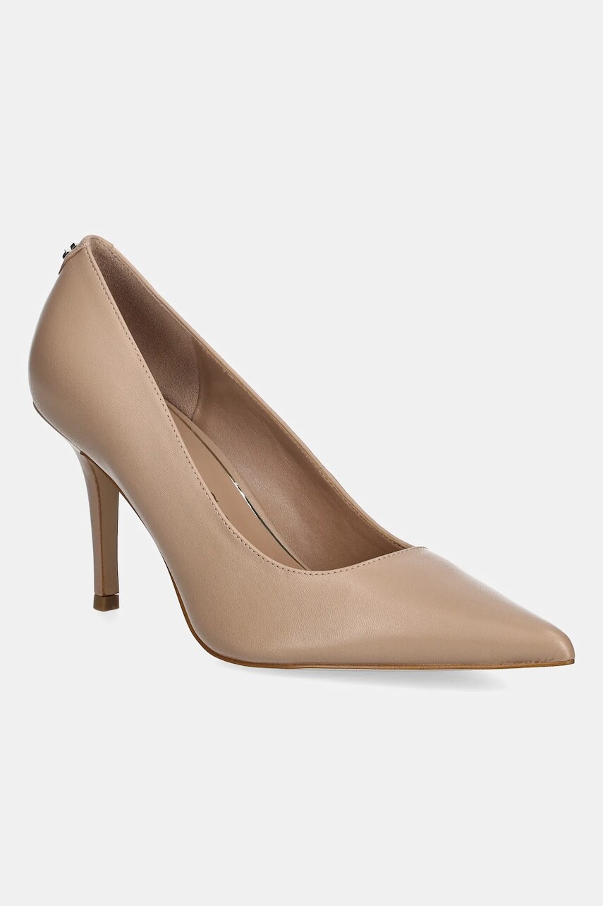 Kožené lodičky Guess PRINDY béžová farba, FLFPRN LEA08