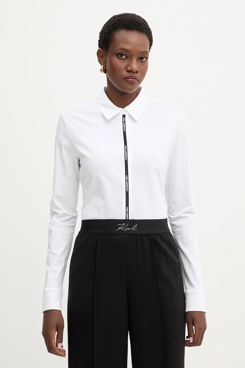 Bavlnená košeľa Karl Lagerfeld biela farba, regular, s klasickým golierom, B1W17078