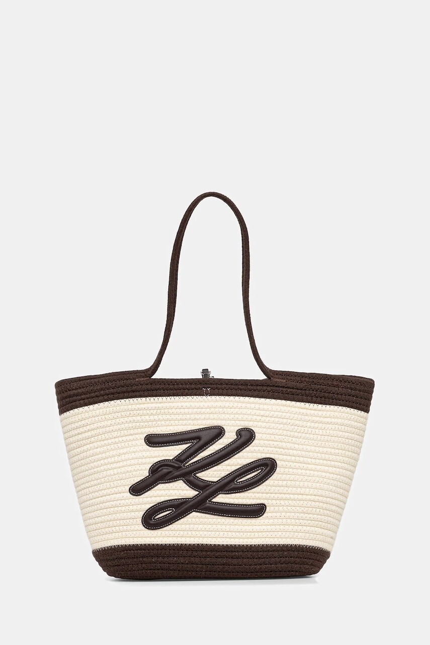 Bavlnená taška Karl Lagerfeld K/AUTOGRAPH béžová farba, B1W46080