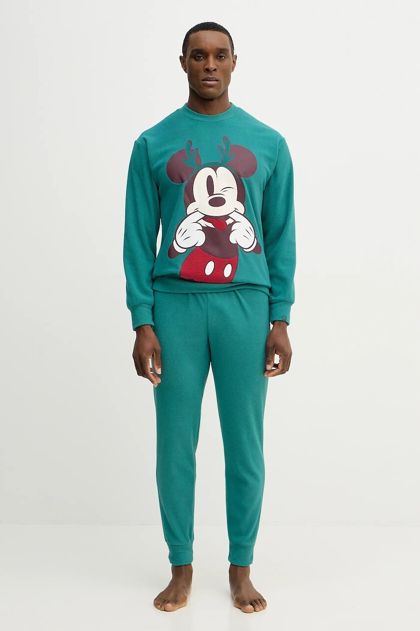 Pyžamo United Colors of Benetton pánske, zelená farba, s potlačou, 3I474P032