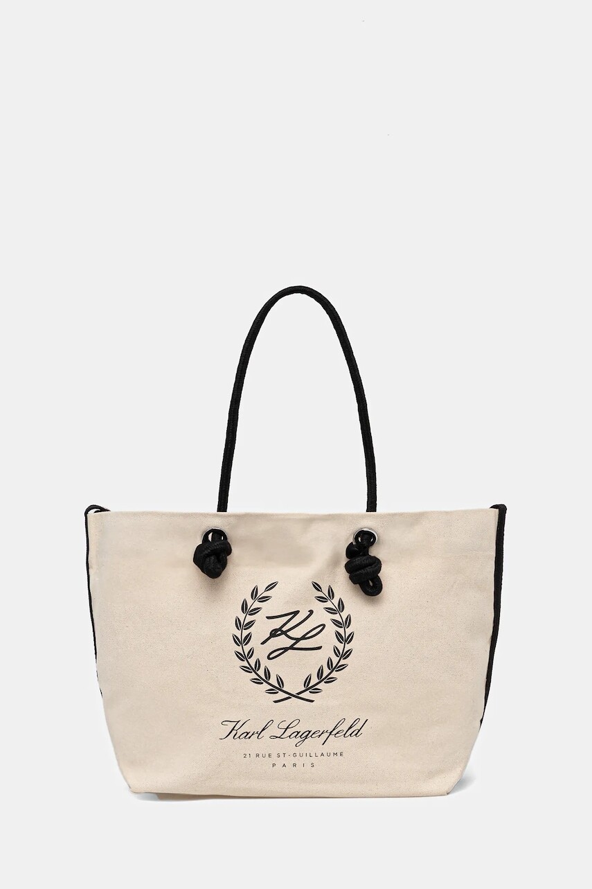 Bavlnená taška Karl Lagerfeld K/HOTEL béžová farba, B1W46065