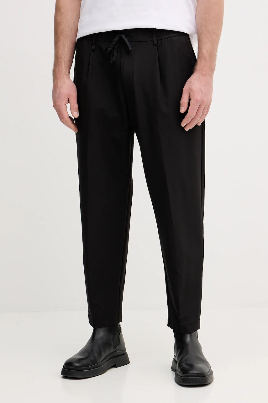 Nohavice BOSS Green T_Convert-Pleat čierna farba, rovný strih, 50539085