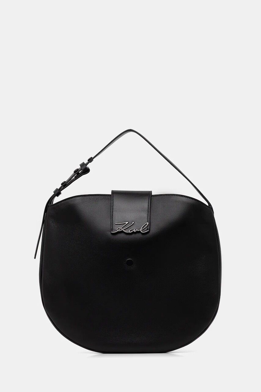 Kožená kabelka Karl Lagerfeld K/SIGNATURE čierna farba, B1W30200