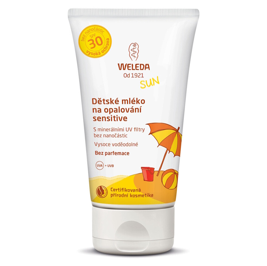 WELEDA Detské mlieko na opaľovanie SPF 30 sensitive 150 ml, poškodený obal