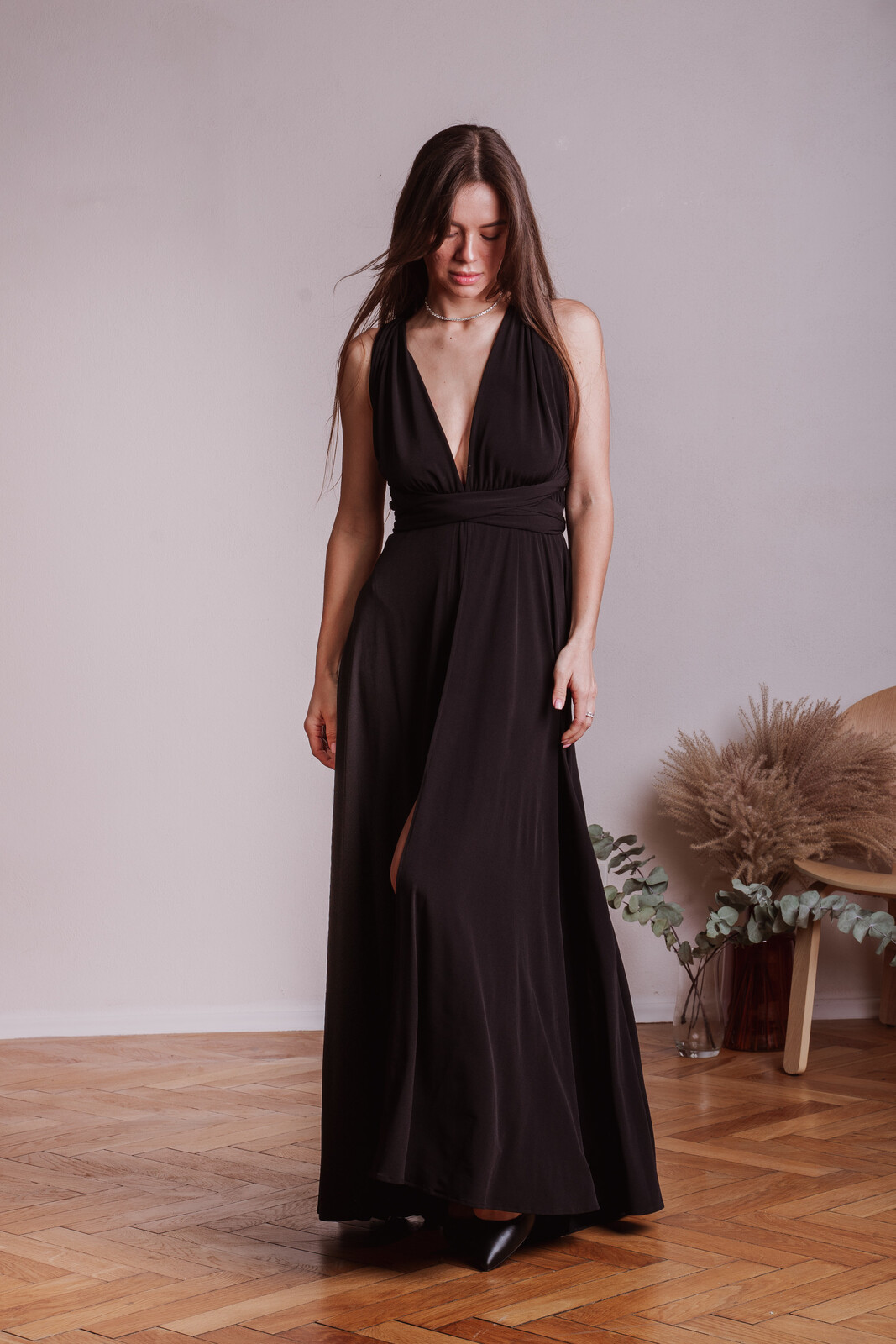 Mally Čierne dlhé šaty na viazanie Veľkosť: UNI