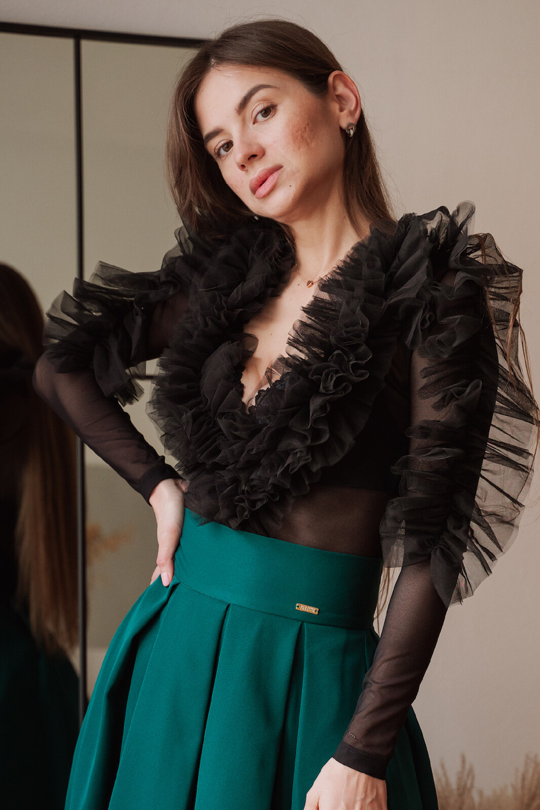 Kikiriki Čierne tylové body s nariaseným lemom Veľkosť: S