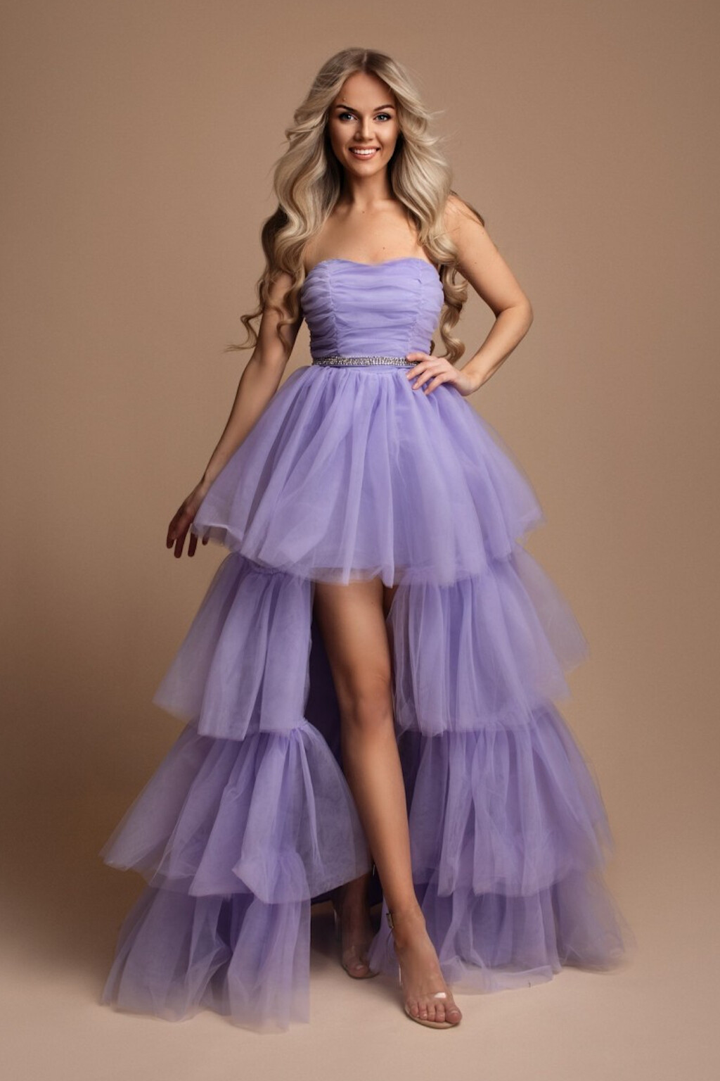 Eva & Lola Svetlofialové tylové šaty s objemnou sukňou Veľkosť: M