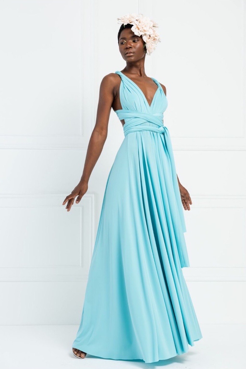 Kikiriki Mentolové dlhé šaty na viazanie Veľkosť: S