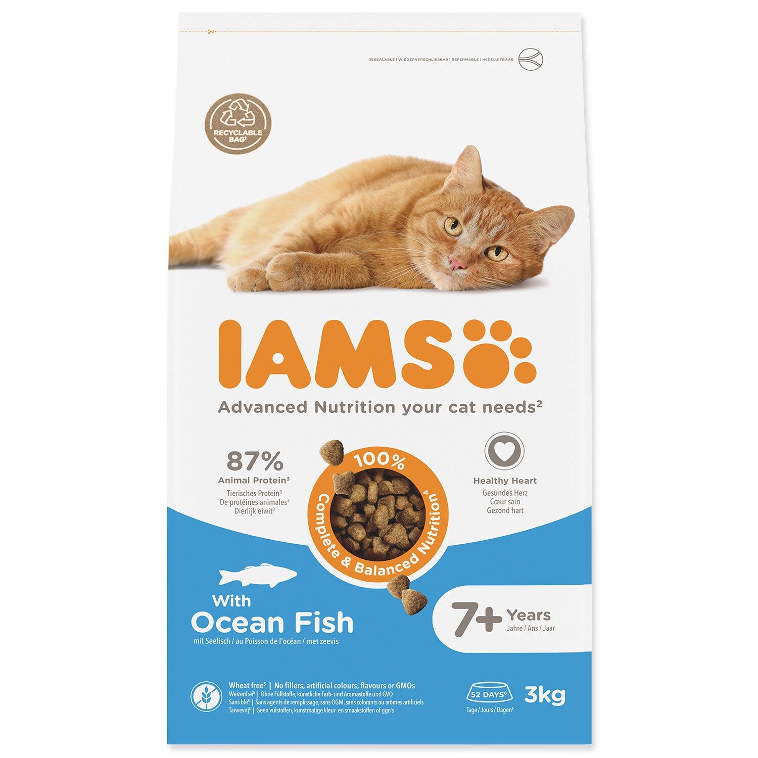 IAMS Advanced Nutrition Senior 7+ s morskými rybami - výhodné balenie: 2 x 3 kg