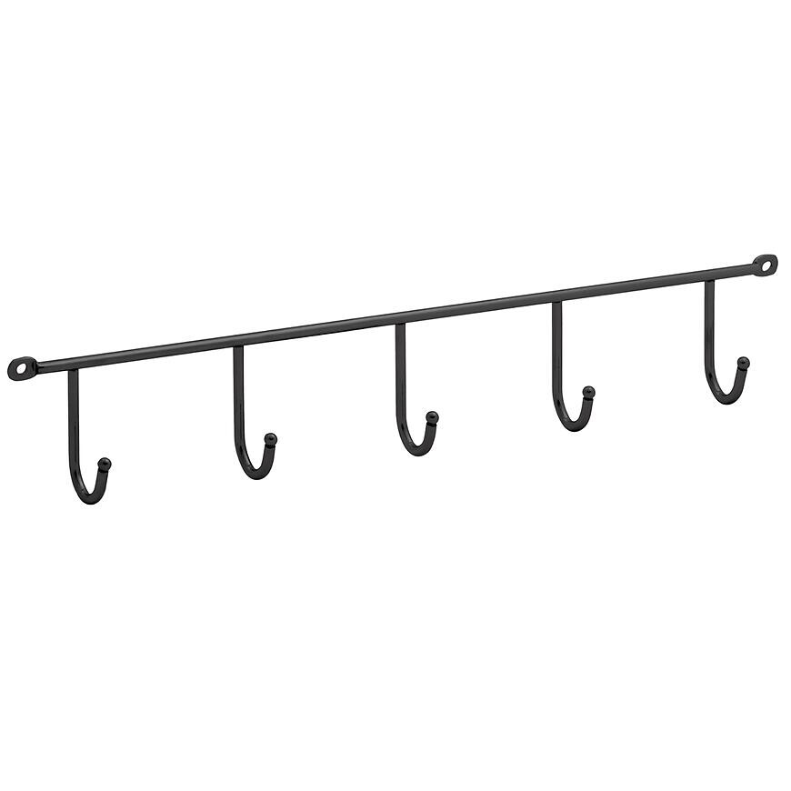 Vešiaková lišta s 5 háčikmi čierna