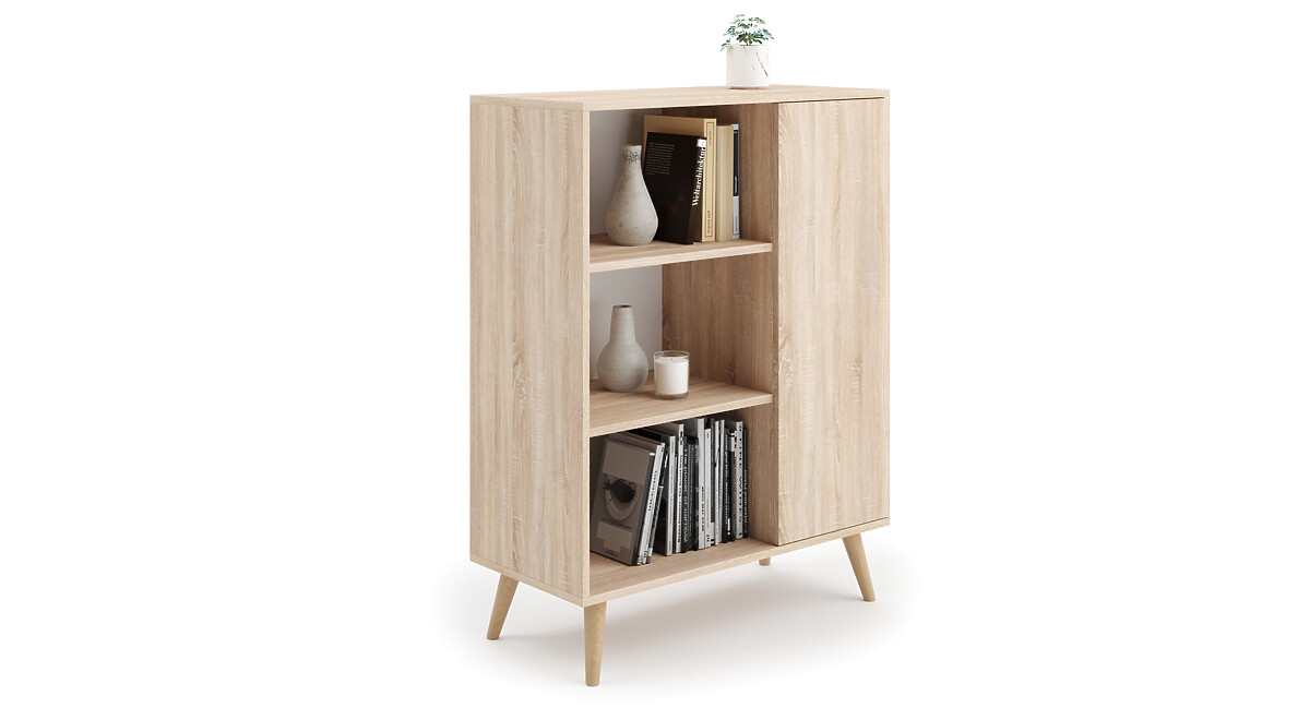 Regál skriňa Fondi dub sonoma, škandinávsky