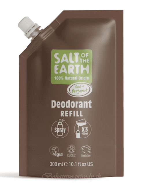 Salt of the Earth - Prírodný kryštálový deodorant - oud a bergamot, náplň do spreja 300ml