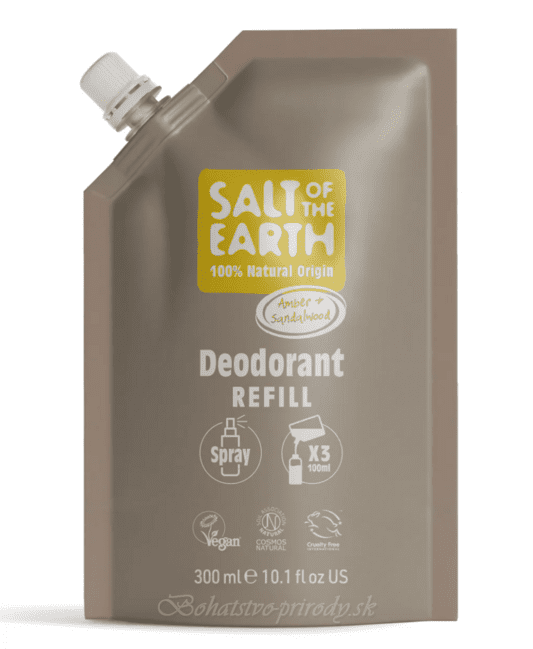 Salt of the Earth - Prírodný kryštálový deodorant Jantár Santalové drevo náplň do spreja 300ml