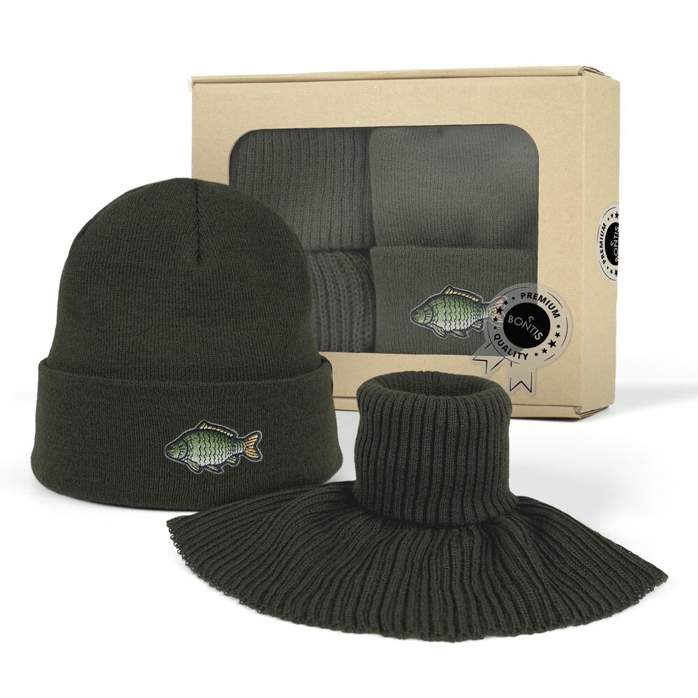 Bontis Darčekové balenie: Čiapka s výšivkou pre rybárov a pletený nákrčník - Kapor