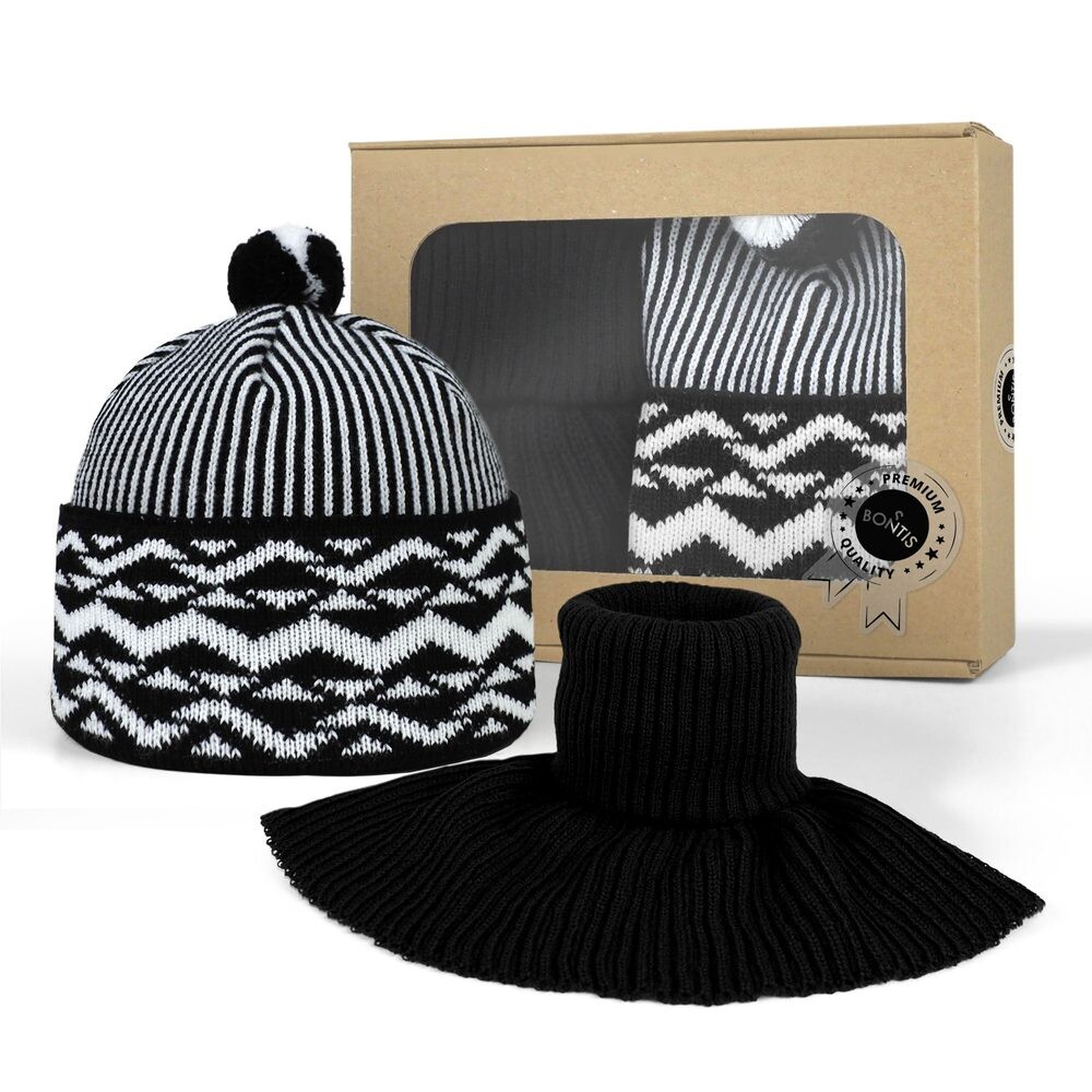 Bontis Darčekové balenie: Budajka Bontis s pleteným nákrčníkom - Čierna / biela