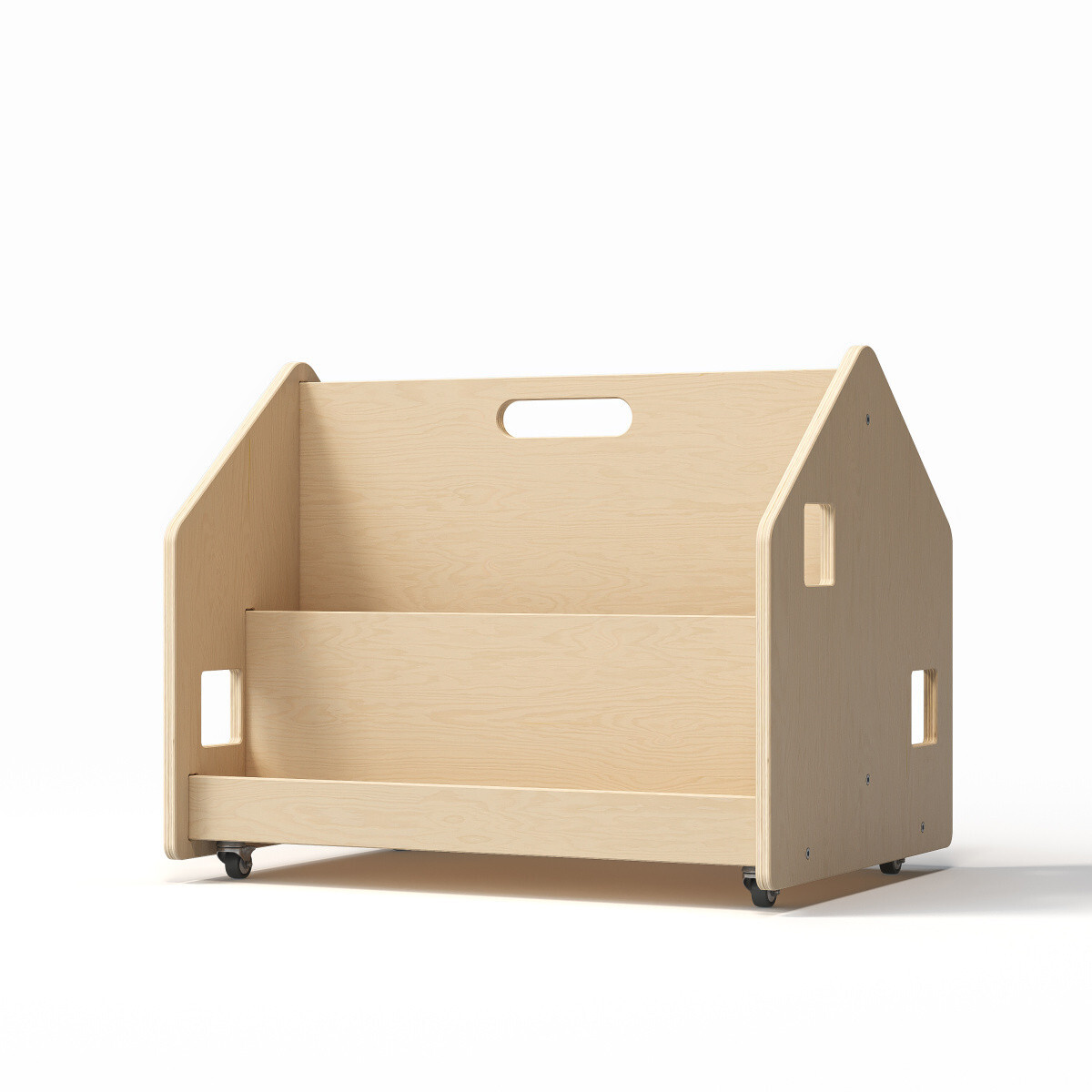 Obojstranná knihovnička na kolieskach – prírodná