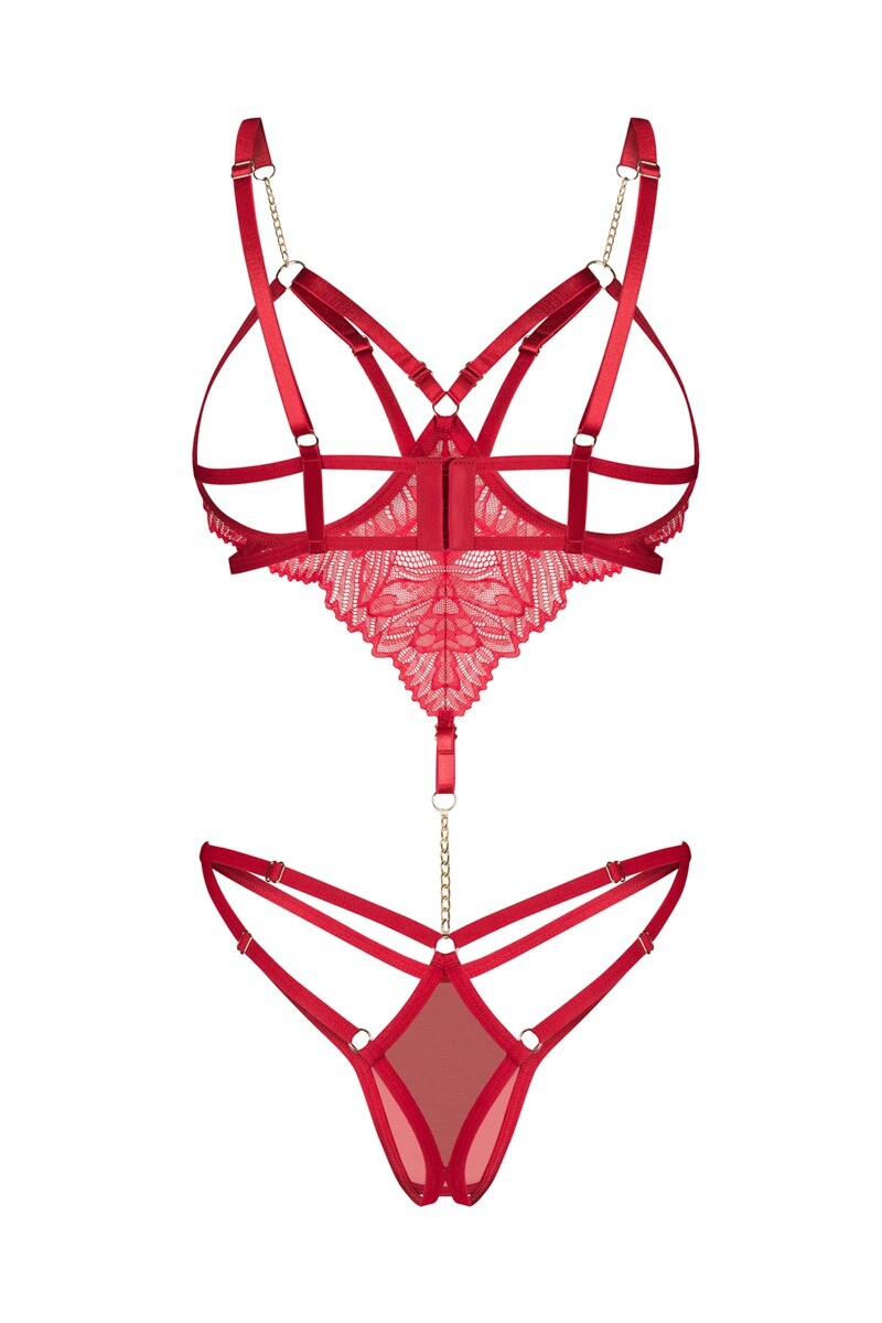Červené crotchless body Matildea