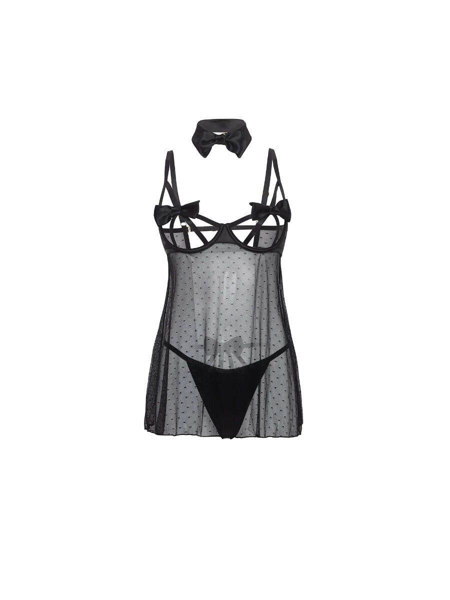 Čierna košieľka s mašličkami Kimia