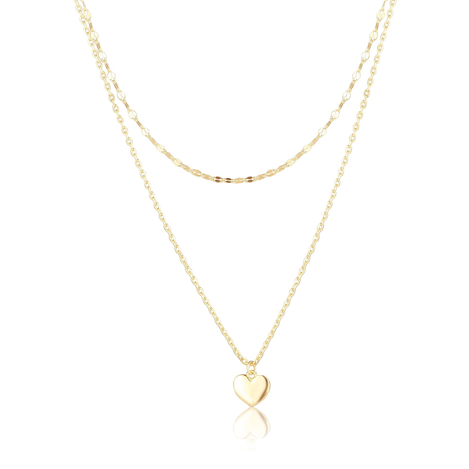 JVD Pozlátený dvojitý náhrdelník Srdce SVLN0638X610045