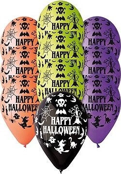SMART BALLOONS Balónky pastelové Happy halloween, mix barev, 30 cm, 10 ks