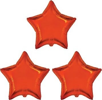 FLEXMETAL Balón foliový - hvězda, oranžová, 45 cm, 3 ks