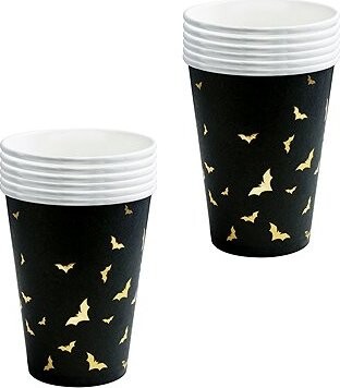 PARTYDECO Papírové kelímky, Halloween netopíři, 12 ks, 220 ml