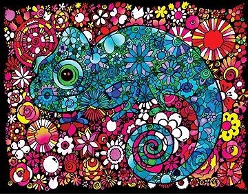 Colorvelvet Zamatový obrázok Chameleón 47 × 35 cm