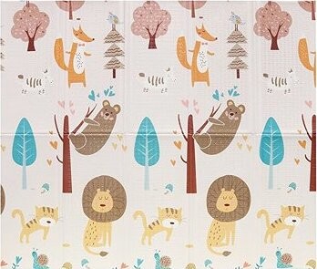 eliNeli Skladacia penová podložka pre deti obojstranná XXL 180 × 200 cm – Zvieratká