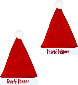 RAPPA Čepice vánoční santa claus, nápis veselé vánoce, 2 ks