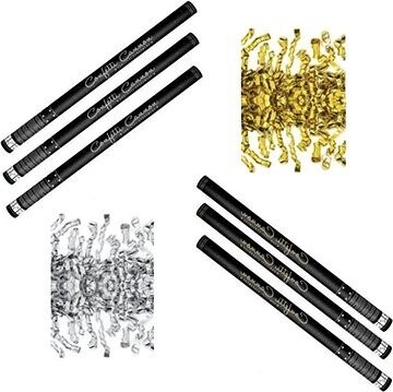 Párty konfety Sada 6 ks, 80 cm, zlaté stříbrné stužky hoblinky metalické