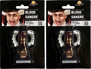 Guirca Upíří zuby s umělou krví 40 ml upír/vampír/drakula/halloween 4 ks