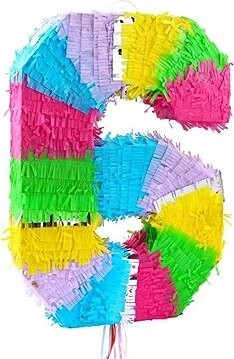 GoDan Piňatá číslo „6“ farebné, ťahacia, 50 × 35 × 7,5 cm