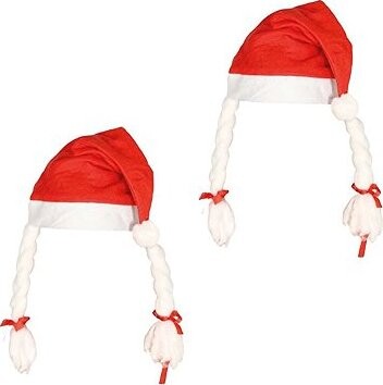 GUIRCA Čepice vánoční s copy, vánoce, 2 ks