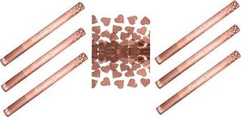 Párty konfety Sada 6 ks, 60 cm, metalické růžovo zlaté / rose gold srdce svatba
