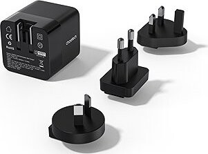 Choetech Digital PD65W GaN Multiple Plugs Charger with Retractable Type-C Cable