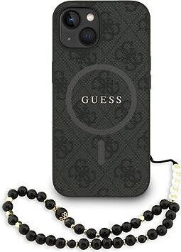 Guess PU Leather 4G Colored Ring Strap MagSafe Zadný Kryt pre iPhone 14 Black