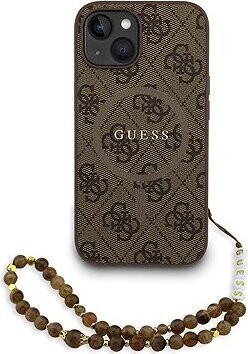 Guess PU Leather 4G Colored Ring Strap MagSafe Zadný Kryt pre iPhone 15 Brown