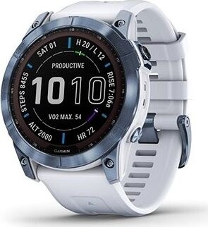 Garmin Fenix 7X Sapphire Solar Mineral Blue DLC Titanium/Whitestone Band