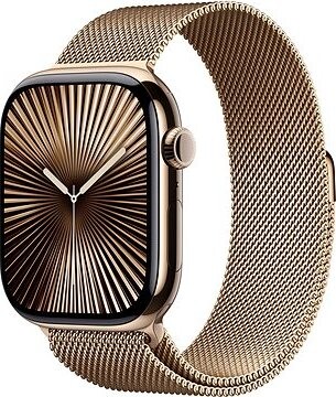 Apple Watch Series 10 46 mm Cellular Gold Titanium Case with Gold Milanese Loop – S/M