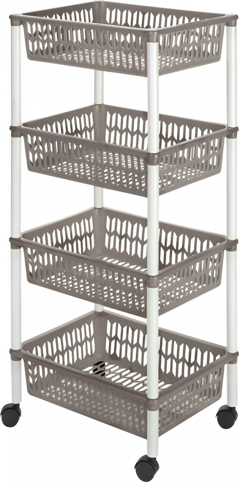 HEIDRUN Regál na kolieskach 40 × 30 × 89 cm košový hnedý, 4 poschodia, plast