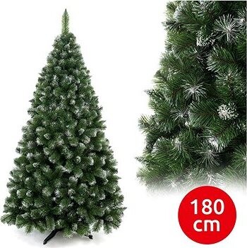 DONOCI Vianočný stromček - borovica, tmavo zelená s bielymi koncami, 180 × 100 cm