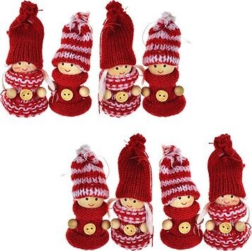 DOMMIO Pletené bábiky červené 8 cm, 4 ks v škatuľke, súprava 2 ks