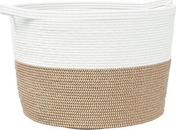 Shumee Kôš na bielizeň, O 60 × 36 cm, bavlna, hnedý a biely