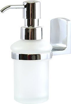 Spirella Nástenný dávkovač mydla TAKU, biely, sklo, 200 ml, chrómovaná lesklá oceľ