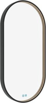 Nimco LED zrkadlo 50 × 100 cm oválne čierne – dotykové s nastavením jasu a farby ZPC-32004LVX-90